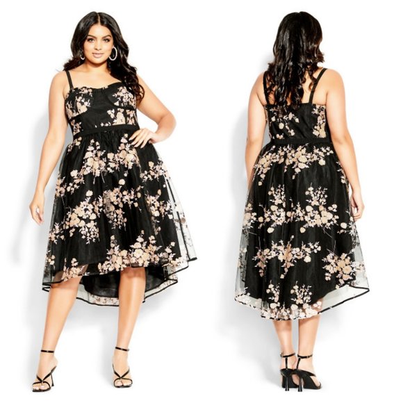 City Chic | Dresses | Nwt City Chic Ambrosia Black Embroidered Floral ...